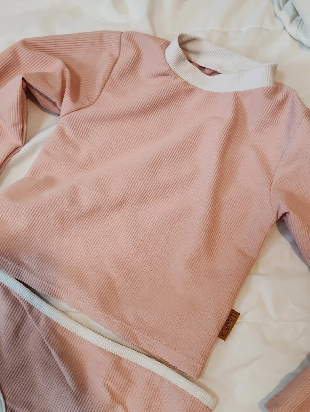 Kids Long Sleeve Rash Guard Bikini Set - Dusty Pink
